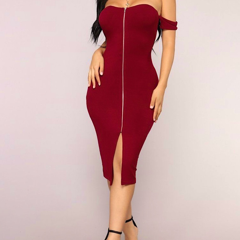 Fashion Nova off the shoulder zip up dress sz M *SOLD*